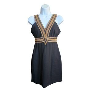 WYLDR Mini Bodycon Dress Womens Small Black Gold Metallic Glam Night Out